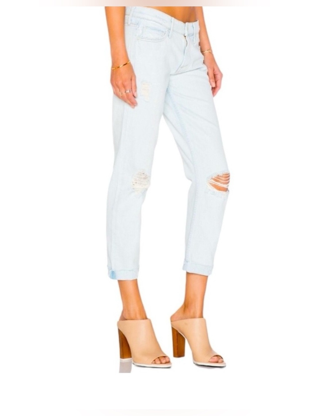 MOTHER The Dropout Fray Boyfriend Jean Get Blondie Light Wash Relaxed Everyday